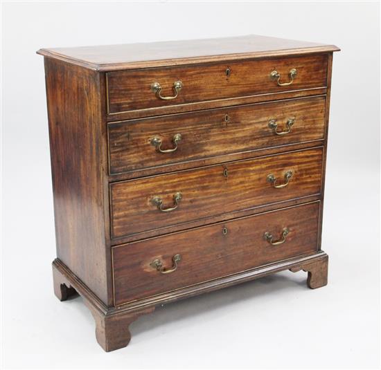 A George III mahogany and crossbanded chest, W.3ft